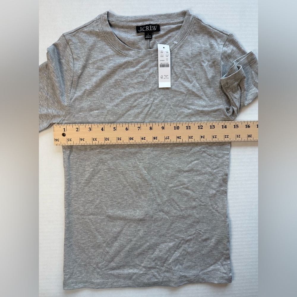 NWT J. Crew Refined Rib Elbow-Sleeve T-Shirt Heather Gray Silver Size S C1023 - Picture 9 of 15